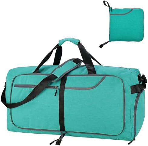 65L Travel Duffel Bag for Men Women Foldable Large Weekender Bag with Shoes Compartment & Wet Pocket Waterproof & Tear Resistant(65LTeal)