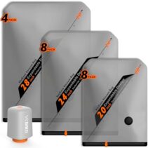 Vacbird Rechargeable Wireless Pump Travel Storage Bags Set – 20 Pack Portable Space Saver Bags for Travel & Home – Vacuum Compression Packing Seal for Clothes, Blankets, Seasonal Storage
