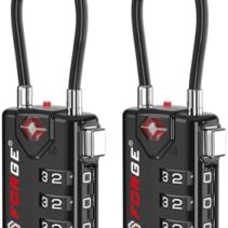 Forge TSA Approved Luggage Locks, Open Alert Cable Lock, Black, 2 Pack
